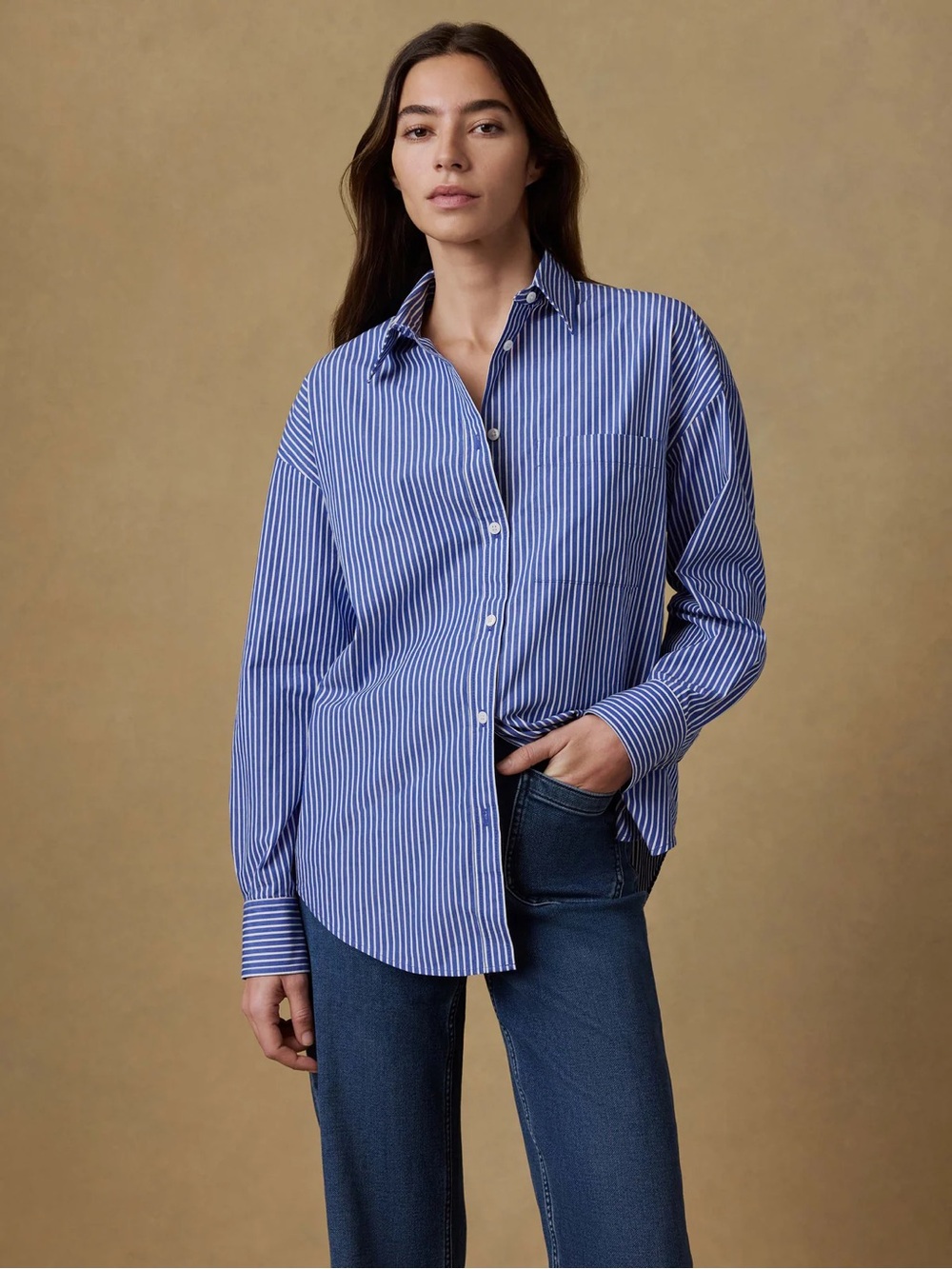 Faherty Coastal Poplin Relaxed Shirt - Endless Coast Stripe